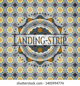 Landing-strip arabesque emblem background. arabic decoration.