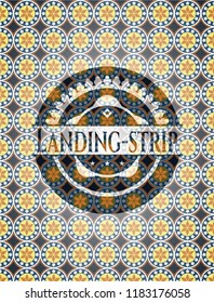 Landing-strip arabic emblem background. Arabesque decoration.
