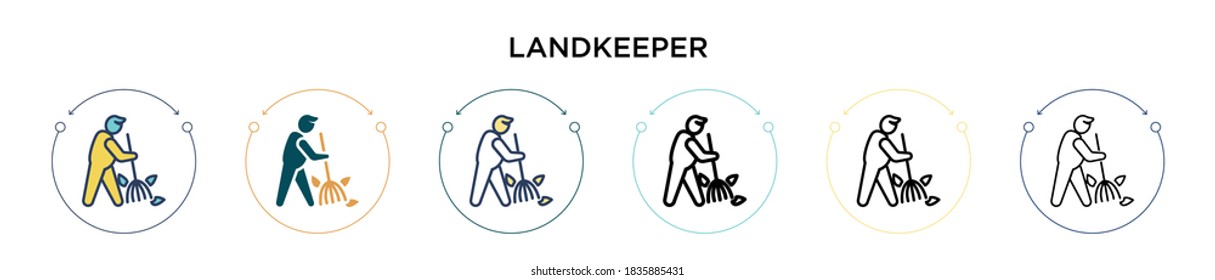 Landkeeper icon in filled, thin line, outline and stroke style. Vector illustration of two colored and black landkeeper vector icons designs can be used for mobile, ui, web
