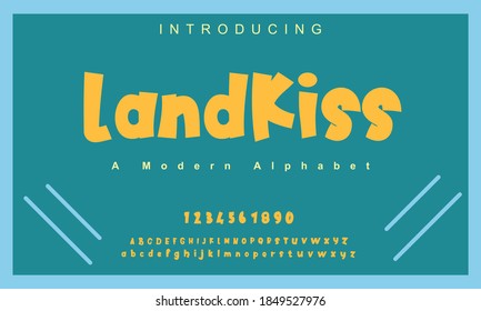 Landkiss font. Elegant alphabet letters font and number. Classic Copper Lettering Minimal Fashion Designs. Typography fonts regular uppercase and lowercase. vector illustration