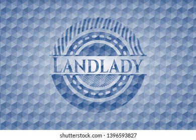 Landlady blue hexagon emblem. Vector Illustration. Detailed.