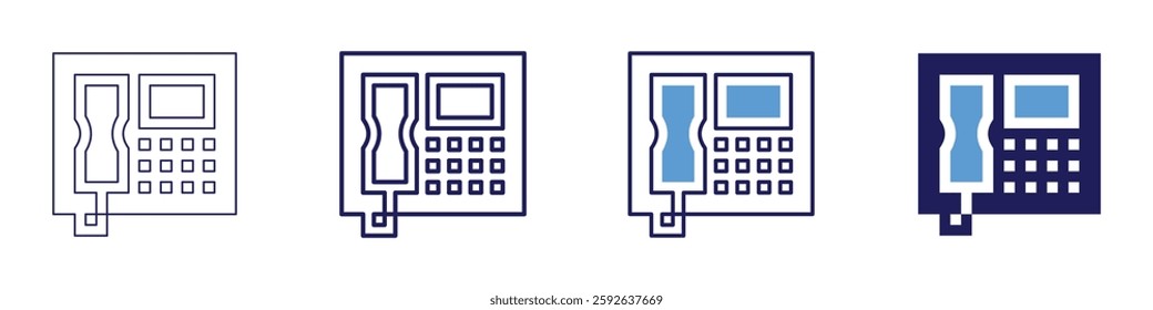 Landline icon in 4 different styles. Thin Line, Line, Bold Line, Duotone. Duotone style. Editable stroke.