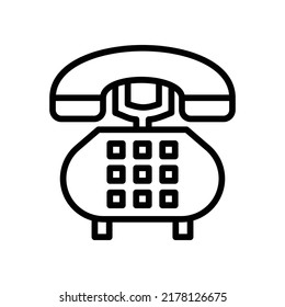 Landline Icon. Line Art Style Design Isolated On White Background