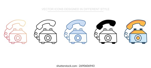 Landline icon set multiple style collection