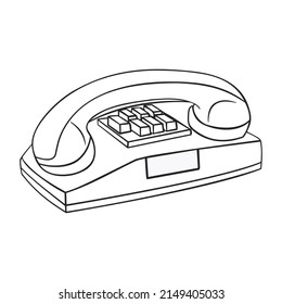 landline phone with buttons, cartoon pic, on an isolated background