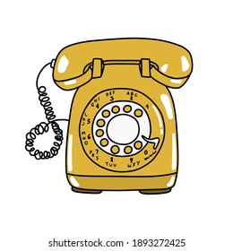 landline phone doodle icon, vector illustration