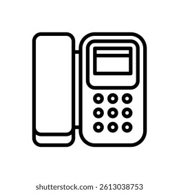 Landline phone. Editable stroke vector icon.