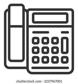 Landline phone - icon, illustration on white background, outline style