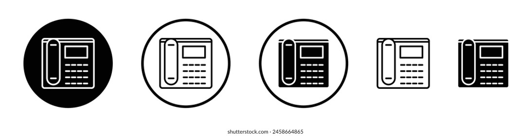 Landline Phone Icon Set. Classic retro telephone vector symbol. Old-fashioned home phone sign.