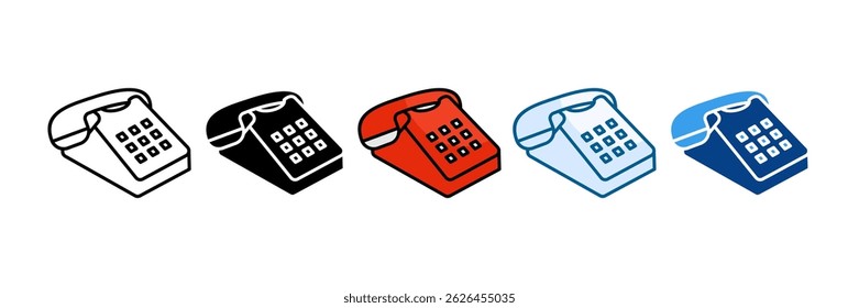 Conjunto de iconos de teléfono fijo Colección de estilo múltiple