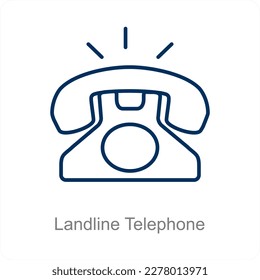 Landline Telephone and headset icon concept