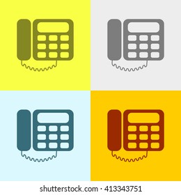 Landline Telephone Icon on Four Different Backgrounds. Eps-10.