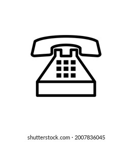 landline telephone, rotary phone icon in solid black flat shape glyph icon, isolated on white background
