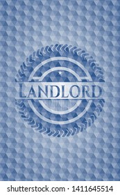 Landlord blue hexagon emblem. Vector Illustration. Detailed.