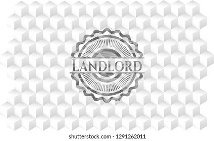 Landlord grey badge with geometric cube white background