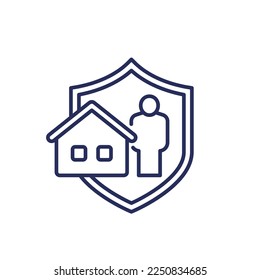 landlord insurance line icon with a house