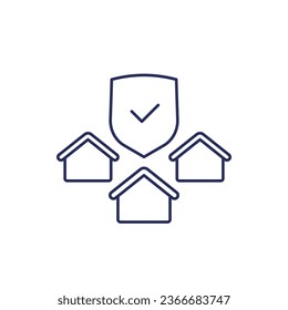 landlord insurance line icon with houses