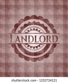 Landlord red emblem with geometric pattern background. Seamless.