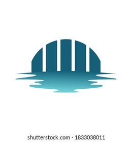 landmark beach and lake logo symbol design template