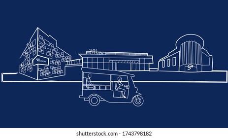 Landmark  building in Bangkok Thailand vector 02
