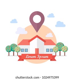 Landmark building icon in flat style. Vector illustration