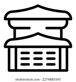 Vector de contorno de icono de construcción de monumentos. Templo de la ciudad. Torre japón