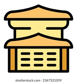 Landmark building icon outline vector. City temple. Tower japan color flat