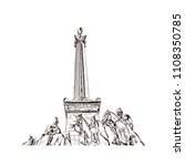 Landmark with building view of Budapest, Capital of Hungary. Hand drawn sketch illustration in vector.