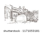 Landmark with building view of Coventry West Midlands is a city in central England. Hand drawn sketch illustration in vector.