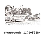Landmark with building view of Coventry West Midlands is a city in central England. Hand drawn sketch illustration in vector.