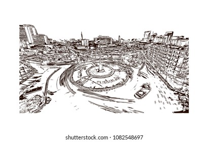 Landmark of Cairo, Capital of Egypt. Hand drawn sketch illustration in vector.