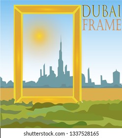 Landmark Of Dubai - Gold Frame