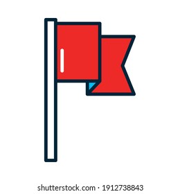 landmark flag icon over white background, line and fill style, vector illustration