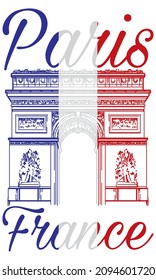 A Landmark Of France - Arc De Triomphe Vector Illustration. Arch Of Triumph, Paris, France
