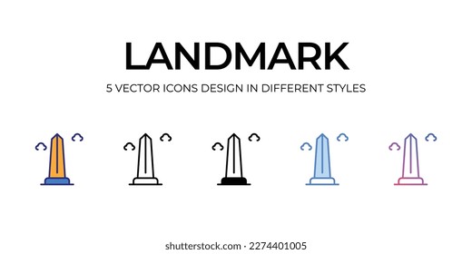 landmark Icon Design in Five style with Editable Stroke. Line, Solid, Flat Line, Duo Tone Color, and Color Gradient Line. Suitable for Web Page, Mobile App, UI, UX and GUI design.