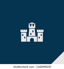 Landmark icon. emblem isolated on dark blue background. landmark icon in filled style for graphic and web design, logo, ui/ux design
