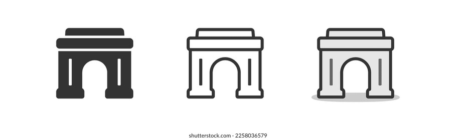 Icono de punto de referencia en el fondo de la luz. Símbolo de viaje. Lugares de interés del mundo, atracciones del país, popular señal de destino turístico. Estilo de contorno, plano y coloreado. Diseño plano. 