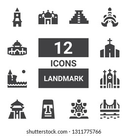 Landmark Icon Set Collection 12 Filled Stock Vector (Royalty Free ...