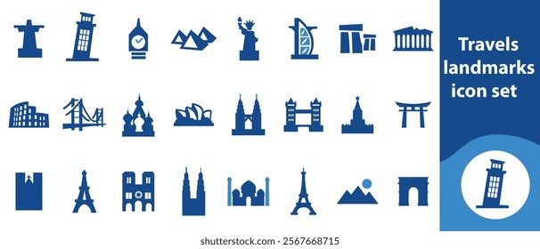 Landmark icon set, object, travel, Asia, set, architecture, landmark, vector, building, sign, icon, symbol, tour, famous, flat, illustration, creative, collection, tower and more travel.