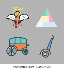 landmark icon set. vector set about pyramid, chariot, segway and angel icons set.