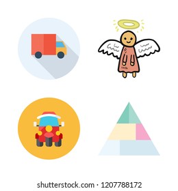 landmark icon set. vector set about pyramid, angel, side view and tuk tuk icons set.