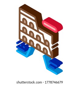 Vector de iconos emblemático. Signo histórico isométrico. Ilustración de símbolo aislado de color