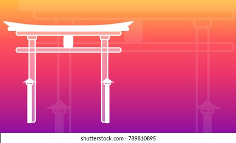Landmark icons. Japan style temple gate  Line Silhouette Design . Vector illustration