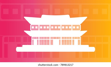 Landmark icons. Korean Temple. Line Silhouette Design . Vector illustration