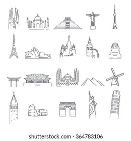 Landmark icons on white background 