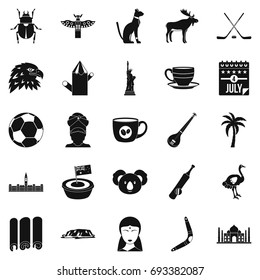 Landmark icons set. Simple set of 25 landmark vector icons for web isolated on white background