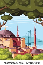 Landmark of Istanbul Hagia Sophia vector illustration