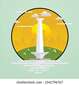 Landmark Jakarta Monas Design Vector