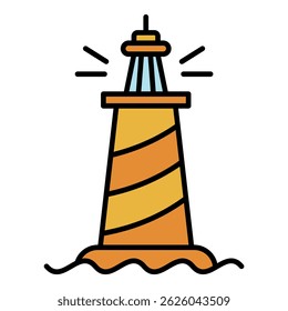 Landmark lighthouse icon. Outline landmark lighthouse vector icon color flat isolated