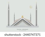 Landmark Monument - Faisal Mosque Islamabad - Pakistan - Stock Illustration as EPS 10 File